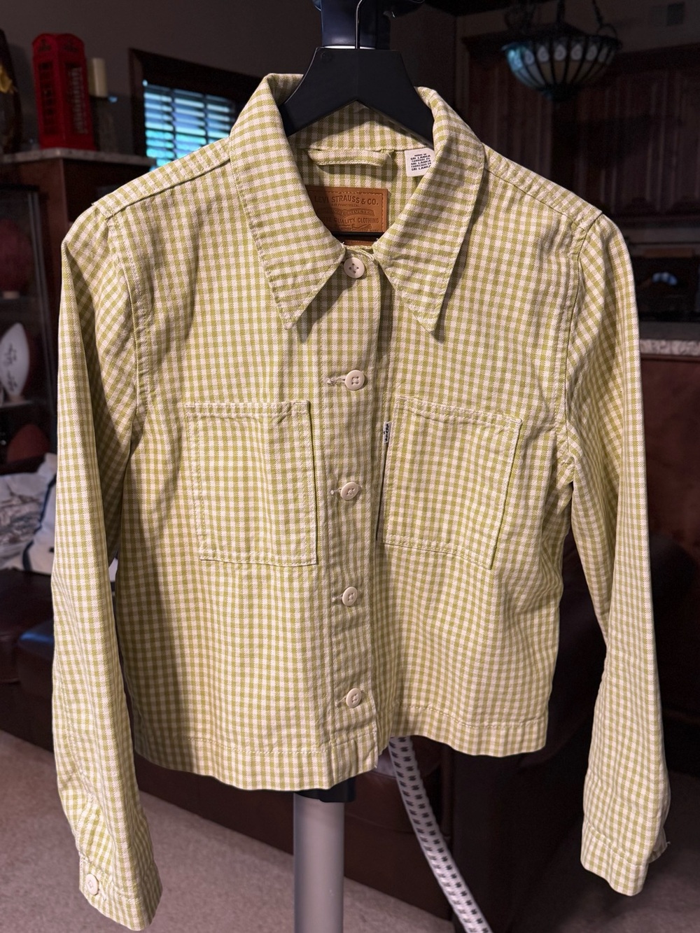 FABULOUS Y2K Levi's Green Gingham Jean Jacket - Small